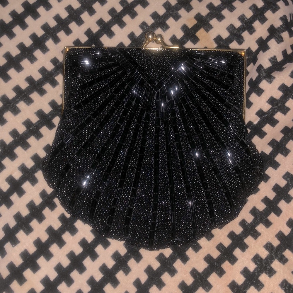 Hillard & Hanson Embellished Beaded Blacks Small Purse